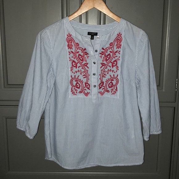 Talbots 3/4 sleeve embellished top sz small petite - Picture 1 of 4